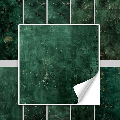 GRAZDesign Fliesenaufkleber für Bad & Küche - Selbstklebend, Wasserdicht, Grün Marmor Design, Einfach Anzubringen - 15x15cm / 30 Stück