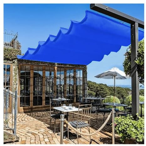 Tenda a vela avvolgibile impermeabile scorrevole a vela, copertura telescopica per terrazza e gazebo, rete ombreggiante per esterni a forma di U (blu, 1 m x 4 m)