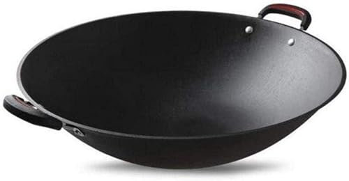 MYUYEE Pentola in Ferro battuto forgiato a Mano pentola Antiaderente in Ferro battuto Non Rivestito pentola Rotonda per Uso Domestico ghisa,Un Colore - 36 cm