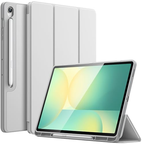 JETech Funda para Samsung Galaxy Tab S10 FE Plus 13,1, Plata | Protección TPU Suave, Soporte S Pen, Soporte Tríptico, Activación/Reposo Automático, Carcasa Ligero Antigolpes