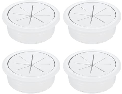 sourcing map 4 Pcs Desk Grommet, 1.97 inch 50mm Desk Cable Hole Cover Wire Hole Insert for Home Office Table Cabinet Cord Organizer, White