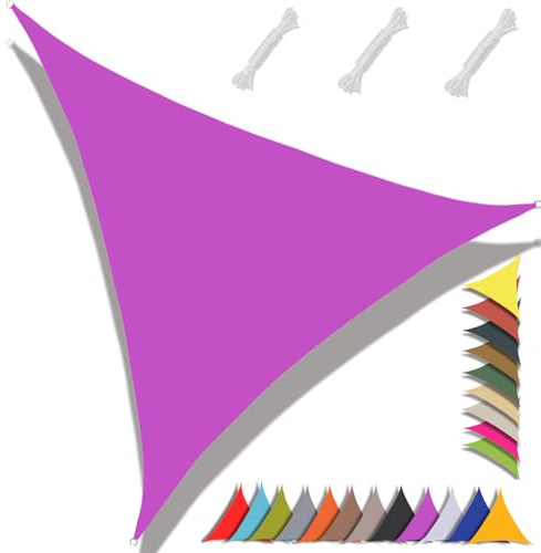MAJINGC Tenda Parasole Triangolare 3x3x4,3m, Impermeabile, Tenda Parasole, 95% di Protezione UV, per Giardino, Patio, Piscina, Esterno, Fornita con Corda Viola
