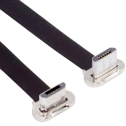 chenyang Micro USB Short Flat Cable, USB 2.0 Micro USB 5Pin Dual 90 Degree Angled 5V2A Fast Charge Data Extension Cable 0.52FT