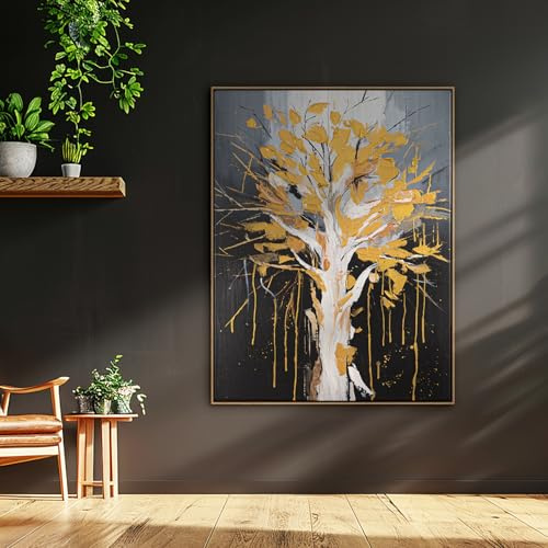 AUREDAS XXL Gemälde handgemalt - Berg der Vergebung - 150x200cm groß, mit Schattenfugenrahmen Eiche Hell, für Wohnzimmer Schlafzimmer, Büro, ein hochformat Wandbild als Leinwandbild