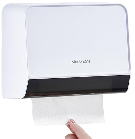Modundry Distributeur de Serviette en Papier Mural, Distributeur Essuie Mains Pliés, pour Commercial Toilette et Cuisine, Salle De Bain, Peut Contenir 200 Feuilles, Blanc