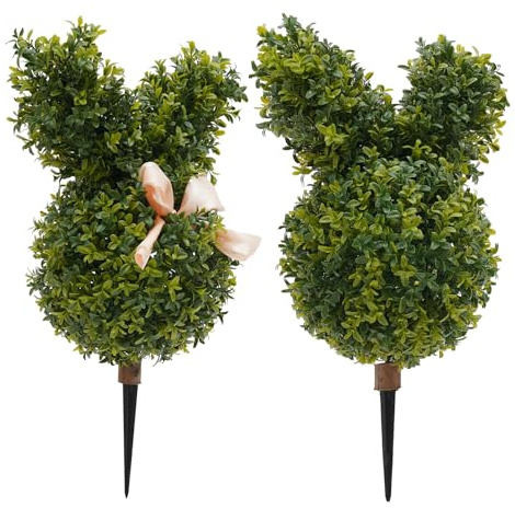 Bosso - Pianta a forma di coniglio, decorazione per interni ed esterni, per veranda, giardino, verde, 20 x 55 cm