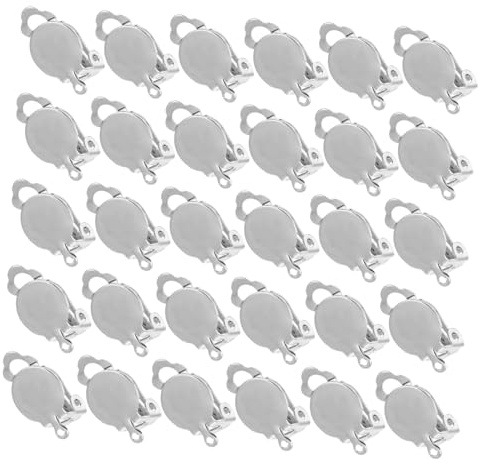 LOLIPPYY 100 Stück Teiliges DIY Ohrclip mit Runden Ohrringrohlingen Schmerzfreie Clip Basis Langlebiges Material Glatte Oberfläche für Schmuckherstellung und Ohrringe