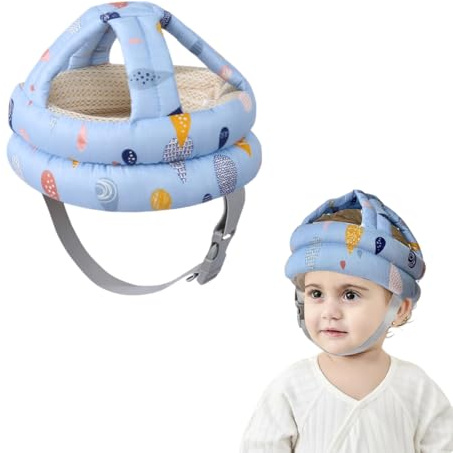 Casque premiers pas pour bébé, casque premiers pas pour enfants de 6 à 36 mois, casque anti-chute pour bébé, respirant et sûr (bleu)