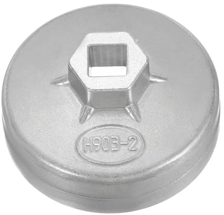sourcing map Llave de tapa de filtro de aceite, 8 flautas, 74 mm de diámetro interior, 1/2 pulgada, unidad cuadrada de aluminio, herramienta de extracción de enchufe de filtro de aceite métrico para