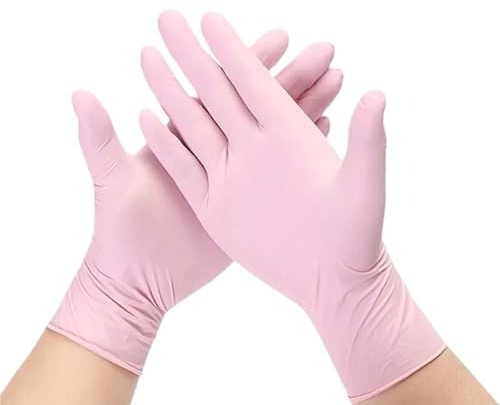 PBHOVIITG Guantes desechables de nitrilo rosa, no estériles, for el trabajo, limpieza del hogar, cocina, esteticista, tintes for cabello y tatuajes, 20/50/100 unidades(Pink 20PCS,XS)