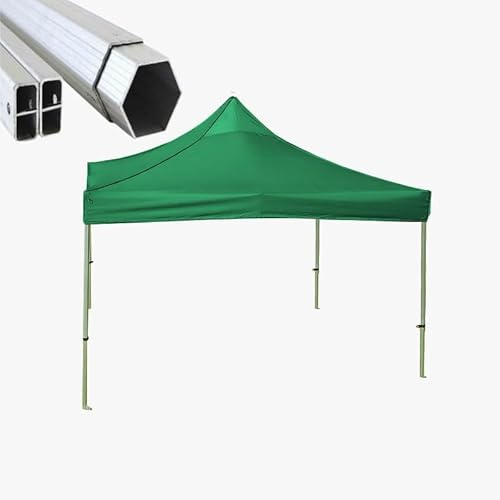 Gazebo pieghevole alluminio piantone esagonale 45mm portatile estendibile richiudibile estensibile per fiere eventi stand chiosco tenda tendone (laterali esclusi) (Verde, 3x3m)