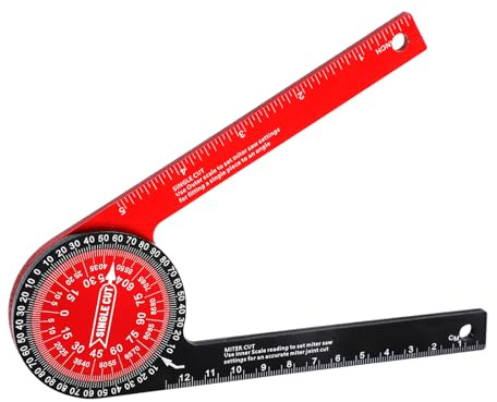 18,5cm Gehrungssägen-Winkelmesser, Aluminium Gehrungswinkelmesser für Innen-/Außeneckenmessung Winkelmesser mit Präzisionsgravierten Skalen für Schreiner Installateure Heimwerkerprojekte