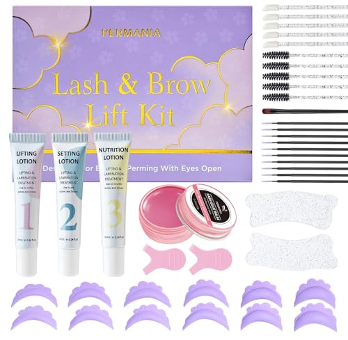 PERMANIA Kit Rehaussement de Cils, Lash Lift Kit pour Débutant, Rehaussement Cils Maison avec Open‑Eye Pads Silicone, Set Complet DIY avec Lifting Lotion Douces et Outils Essentiels