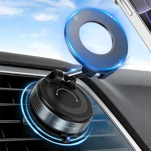 VorIrydian Ventouse Support Telephone Voiture Magnetique Pliable, Support Telephone Voiture Magnetique, 360° Rotation Porte Telephone Voiture Aimant, avec Anneau Magnétique pour Tous Smartphone