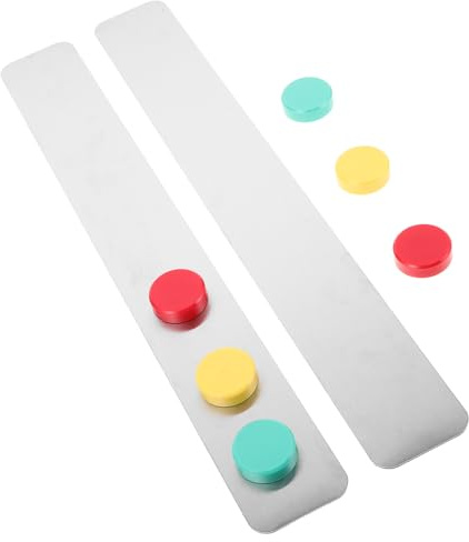 PRETYZOOM 2 Stück Selbstklebende Magnetleisten aus Edelstahl 375x50mm mit Magnetknöpfen Metallstreifen für Fotos Notizen und Pinnwand im Büro und Zuhause