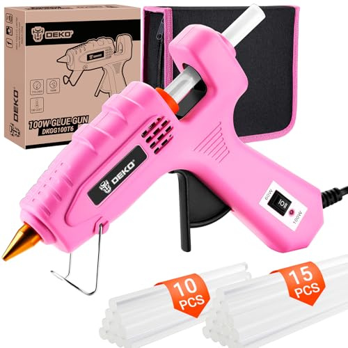 DEKO 60/100W Dual Power Hot Glue Gun, 25pcs 11mm Glue Sticks for Heavy Use | Switchable 60W/100W, Anti-Drip Copper Nozzle, Fast Constant Heating, Full Size Heavy Duty Build For Craft Repairs