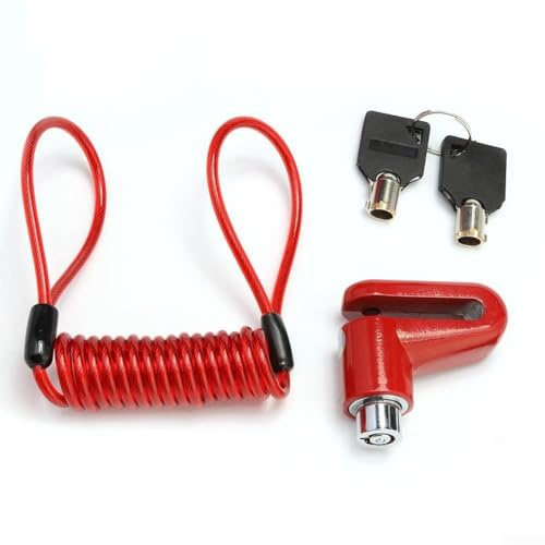 Oniissy Verrou de frein à disque pour moto, antivol avec clé, en alliage d'aluminium pour montage habituel, compact 5,5 x 4,5 x 2 cm, rouge (ensemble rouge)