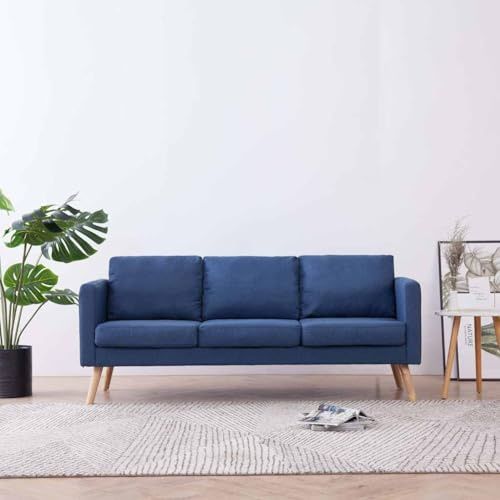 Yisssmeng Dreisitzer Couch Blau 168x70x73 cm Stoffbezug abnehmbar & maschinenwaschbar, Holzrahmen, Modernes Design mit höchstem Komfort, Wohnzimmer Büro Flur geeignet