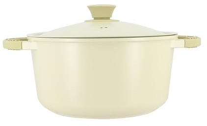 MENASTYL - Faitout induction 24 cm Pure - Revêtement céramique antiadhésif sans PFAS ni téflon - Compatible tous feux et lave-vaisselle - Corps en fonte d'aluminium recyclé - Couleur Crème - 6021036