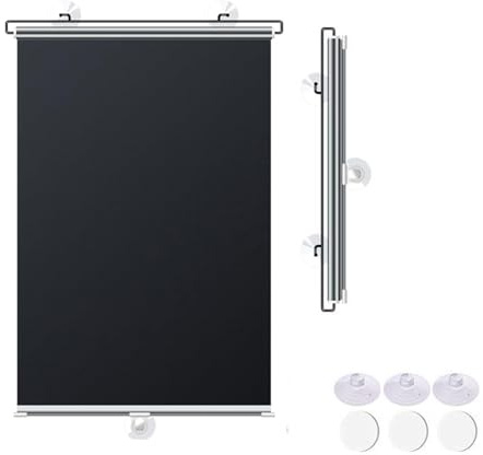Blinds Suction Cup Roller Blinds,Black Blackout Roller Blinds,Thermal Insulation and Sun Protection Privacy Screens,Retractable Portable Curtains,for Windows, Transparent Stickers Supplied