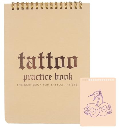 GREATRICH Piel Sintetica Tatuaje, Libreta de Práctica con 10 Hojas de Silicona, Doble Cara, para Principiantes y Artistas, Ideal para Crear tu Propio Diario de Entrenamiento, Material Premium
