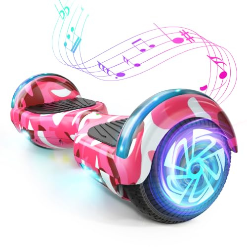 Offroad Hoverboard mit Bluetooth-Lautsprechern LED-Licht, Rutschfeste Fußpolster,6.5 Zoll Reifen Leistungsstarke große Batterie Hoverboard