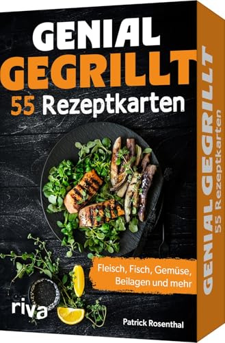 Genial gegrillt – 55 Rezeptkarten: Fleisch, Fisch, Gemüse, Beilagen und mehr | Rezepte zum Grillen für Fleischliebhaber, vegetarisch und vegan, Spieße, Salate, Soßen, Dips, Süßes