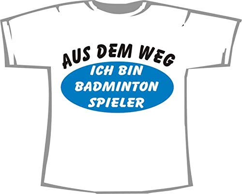 Aus dem Weg - Badminton Spieler; T-Shirt weiß, Gr. XXL