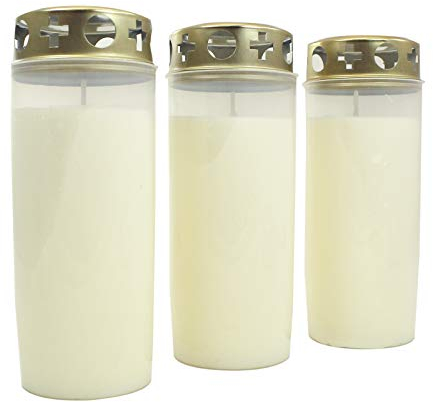 Ebersbacher Kerzenfabrik Grablicht Ölkompolicht Nr. 6 weiße Hülle, 3 Stück im Foliepack