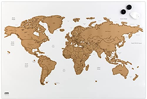 Magnettafel mit Weltkarte / Memoboard / Größe: 60 x 40cm