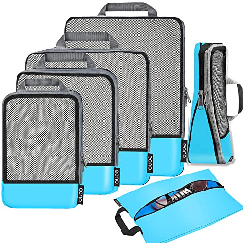 Eono Organizadores de Viaje de compresión expandibles, Impermeable Organizador de Maleta, Cubos de Embalaje, Compression Packing Cubes