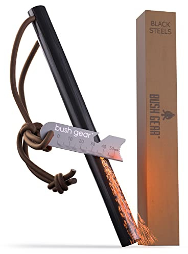 Feuerstahl Outdoor XXXL - Der größte Feuerstarter -Survival Extremer Funkenflug - Survival-Set - Bis zu 25.000x zünden - Feuerstein für Survival-Kit, Camping und Bushcraft Abenteuer - Blacksteels Max