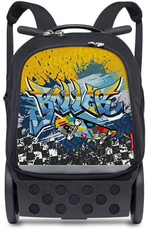 Nikidom - Kinderrucksack - Roller Up XL Street Style - 53 x 38 x 23 cm - Robuster Rucksack - Unisex - Rucksack mit Rollen in Premium Qualität - Schulrucksack für Kinder - Inklusive Tragegurt