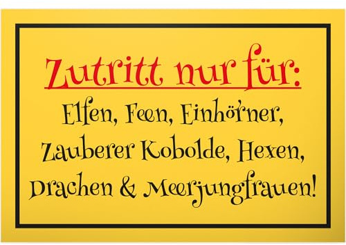 DankeDir! Zutritt nur für Elfen Feen Einhörner - 30 x 20 cm Schild - Geburtstagsgeschenk für Sie Türschild lustiger Spruch - Geschenkidee Partydeko Geschenk Freundin Party Deko