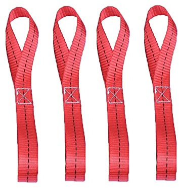 4 Stück Doppelschlaufen Zurrschlaufen Schlaufen Spanngurte Gewebte Nylon Gurt - 800kg Arbeitslast, 25 * 400 mm Gurtschlaufen für Motorrad, ATV, UTV, Fahrrad, Camping, Klettern, Aufhängung, Rot
