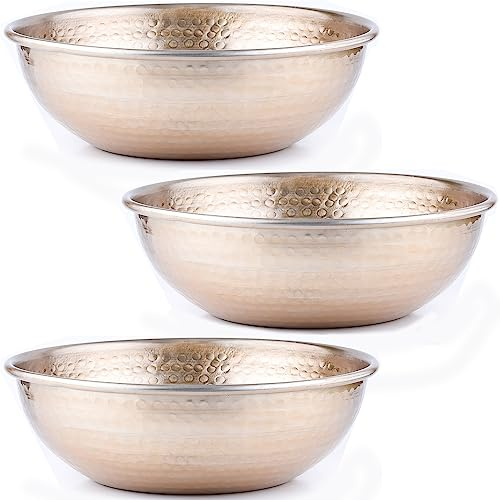 3er Set Marrakesch Schale Obstschale aus Aluminium 27cm groß | Schüssel Engla Gold als Tischdeko in der Küche