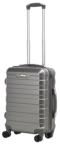 CMY Hard Shell PC Carry on Cabin Approved 20'' Lightweight Suitcase Luggage Trolley with 4 Spinner Wheels TSA Combination Lock Suitcase Approved by Over 100+ Airlines (Dark Grey)