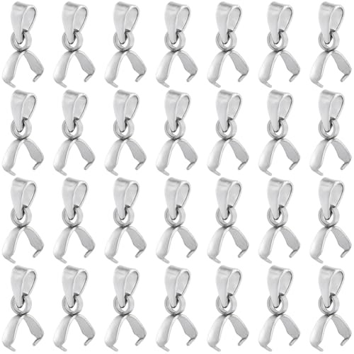 SUNNYCLUE 1 Box Mit 100 Stück Edelstahl Klemmbügel Klein 9 mm Eispickel Klemmbügel Perlen Anhänger Bügelverbinder Klemmbügel Haken Einrastbarer Klemmverschluss Für Schmuckverschlüsse DIY Halsketten Ba