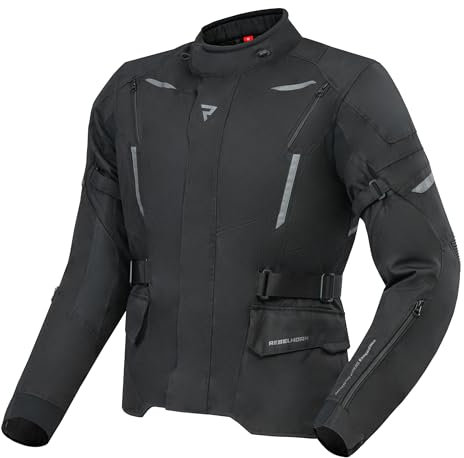REBELHORN Scout Motorradjacke Herren | Textil | Ellbogen und Schulterprotektoren Stufe 2 | Integrierte Membran | Herausnehmbares Thermofutter | 6 Belüftungskanäle