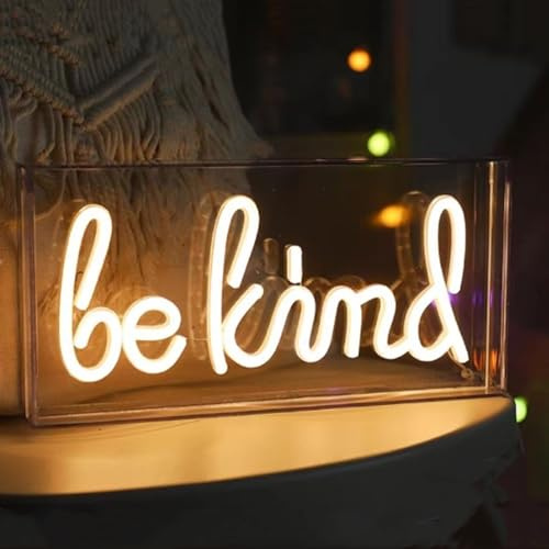Neonschild Be Kind 3D-stehendes Neon Festzelt Buchstabenschild, geeignet für Heimdekoration Schlafzimmer Bar Hotel Strand Cocktail, Männerhöhle Geschenk USB-betrieben warmweiß, 30 x 15 x 4,3 cm