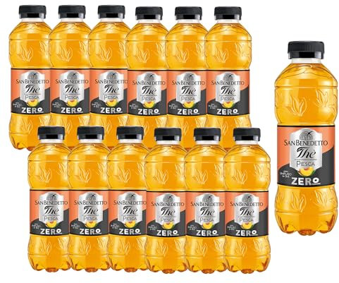 San Benedetto, Thè Freddo alla Pesca, 12x500 ml Bevanda Dissetante Analcolica, Gusto Fruttato, Tappo Click, Senza Zuccheri, Conservanti e Coloranti