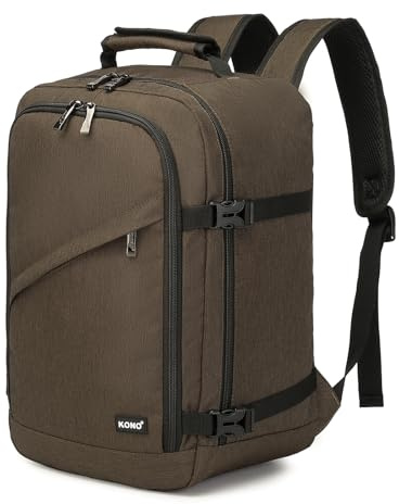 KONO Zaino Ryanair 40x20x25 Zaino da Viaggio per Aereo Bagaglio a Mano per Sotto il Sedile Borsa per Ryanair (20L, Marrone)