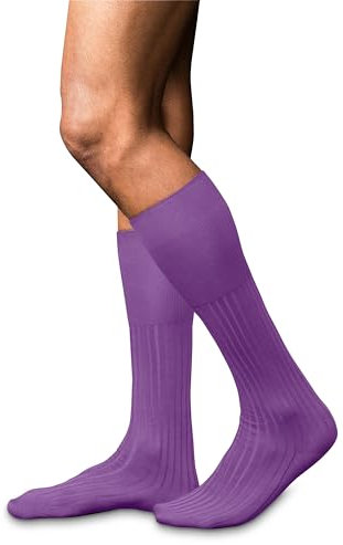FALKE No. 13 M Kh algodón piuma lisos 1 par, Calcetines largos Hombre, Morado Pink Iris 8943, 41-42