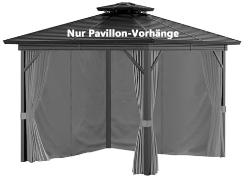 4 Seitenteile Pavillon 3x3m Wasserdicht Seitenwände UV Schutz (Grau)
