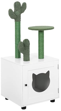 PJDDP Kaktuskratzer, Kratzbaum Mit Katzentoilette – 2-In-1-Moderner Katzenturm Mit Katzentoilette Und Versteckter Katzentoilette Für Zimmerkatzen