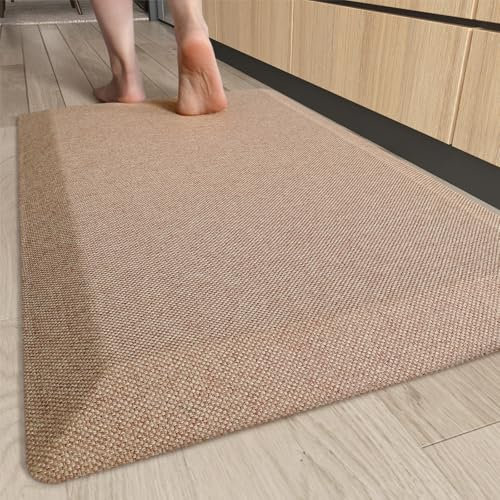 COLOR&GEOMETRY Anti ermüdungsmatte 51x99 cm, 2,3 cm dick, langlebig küchenmatte rutschfest, Ergonomische gepolsterte Komfort Stehmatte, Küchenläufer für Standing Desk, Küche, Büro, Khaki