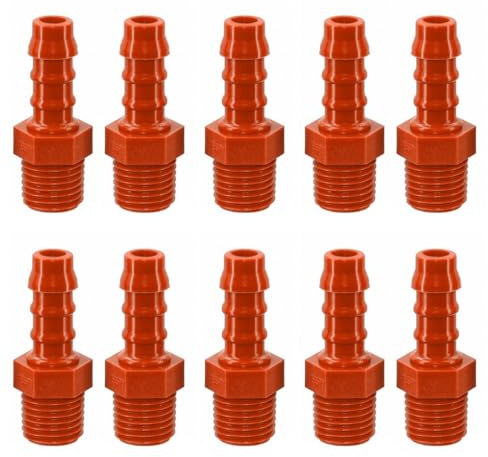 Schlauchverschraubung aus Nylon Außengewinde 1/4 BSPT Ø 8 mm, Packung mit 10 Stück, rot - AWSPLASTIC 1408PAR