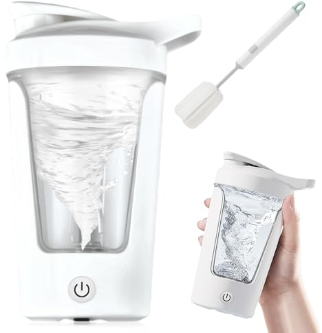 Shaker électrique, shaker électrique, rechargeable par USB C, sans BPA, mixeur de protéines automatique, pour shakes protéinés, repas, shakes de rechange, blanc