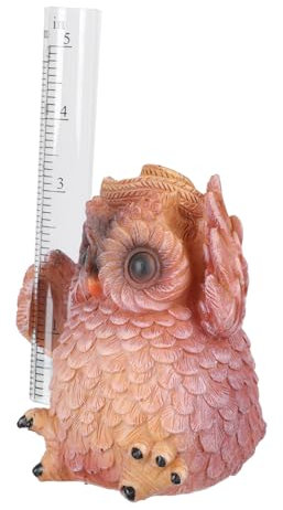FUNOMOCYA Eulenfigur Aus Resin Mit Regenmesser Dekorative Gartenstatue Für Außenbereich Wetterfest Und Langlebig Für Balkon Lebendige Details Und Praktische Funktion