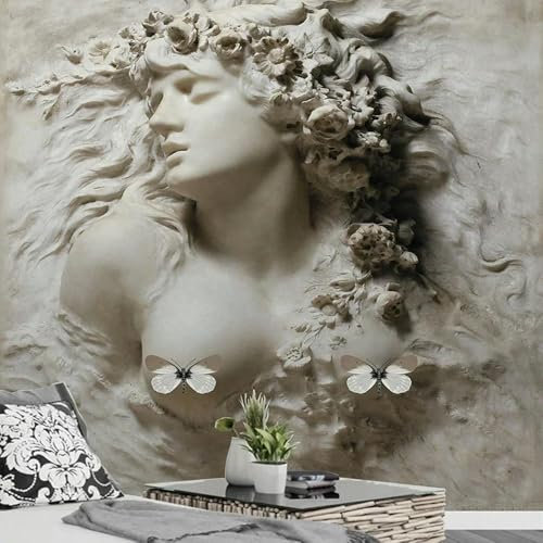 ZEZILE Fotomural Personalizado 3D Escultura Gris en Relieve Pintura de Pared Dormitorio Sala de Estar Sofá Decoración de Entrada Mural 3D